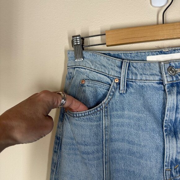 MOTHER Superior The Full Swing Fray Denim Skirt Womens Sz 27 I'm With The Band - Picture 6 of 14